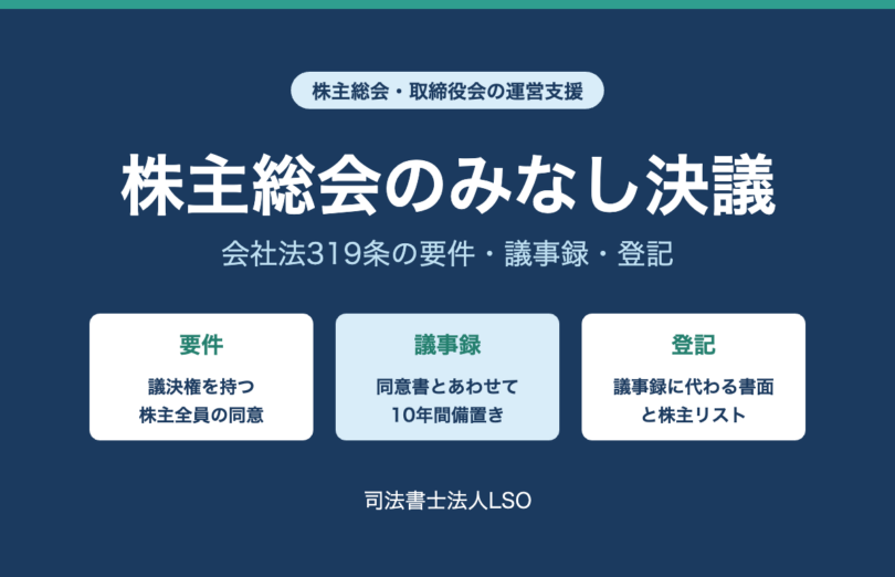 株主総会のみなし決議(書面決議)とは 会社法319条の要件・議事録・登記を解説