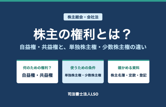 株主の権利とは 種類一覧と自益権・共益権、単独株主権・少数株主権の違い